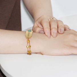 Oneress Gold Epilepsy Bracelet, Allergy and Seizure Alert, Hypoallergenic Medical Jewelry, Engraved for Elderly, Fashionable and Functional YA5200 Gold Epilepsy