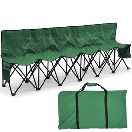 Kigley 6 Seats Folding Soccer Bench Chair Portable Team Sports Sideline Bench for Football Camp Travel Events Outdoor Seating with Storage Bag (Green)