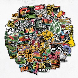 50 Pcs Disc Golf Stickers, Waterproof Vinyl for Water Bottle, Laptop, Skateboard, Helmet, Car Decal Award Motivational Decals Perfect Disc Golf