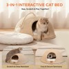 Cat Cave Bed with Washable Cushion and Ball, Handwoven Cotton