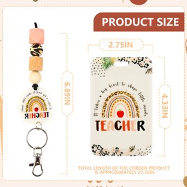 Teacher Lanyards for ID Badges - Boho Silicone Beaded Breakaway Keychain Accessories for Women Cute Rainbow ID Badge Holder with Lanyard Back to School Gift Office Gifts for Teachers