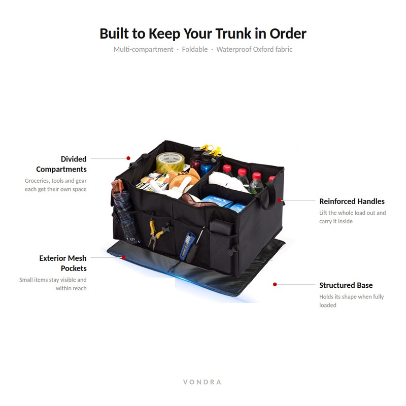 Car Trunk Storage Box for Cargo Organization – Folding Design