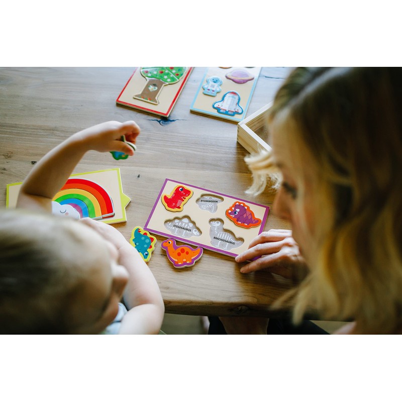 Chuckle & Roar - 4 Pack Wooden Pullout Puzzle -