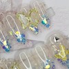 Sky Blue Butterfly Handmade Nail Tips - Coffin Egg /