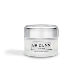 · Sin Parabenos Bridunn Suero Doble Colágeno — Marino + Hidrolizado + Elastina · Efecto Tensor y Antiedad · Firmeza y Contorno Facial · Sin Parabenos · Dermatológicamente Probado · 30 ml