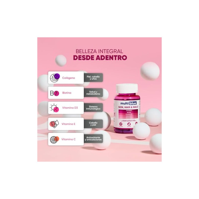 MultiBlue - Colageno + Biotina 120 Capsulas | Formulado con