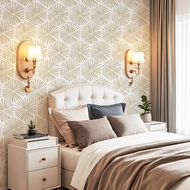 Safiyya 590"x17.3" Peel and Stick Wallpaper Boho Contact Paper Modern Self Adhesive Removable Wall Paper Beige Geometric Wallpaper for Bedroom Covering Vinyl Rolls
