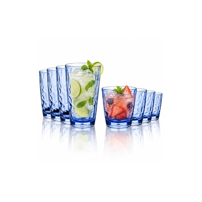 Vasos de plástico Irrompibles, Juego de 8 (4 Altos 16oz