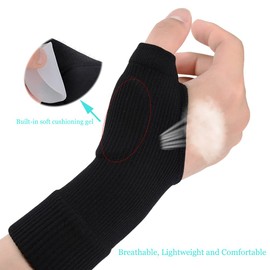 Wrist Thumb Arthritis Gloves (2Pcs), Elastic Compression Sleeves Fingerless Glove with Gel Pad for Arthritis,Tendonitis,Carpal Tunnel,Rheumatoid,Typing, Breathable Compression Gloves for Women & Men