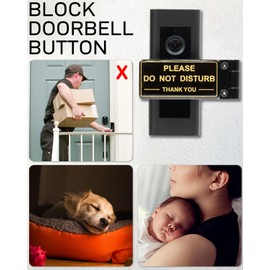 Metal No Soliciting Sign for Front Door - Fits Any Doorbell, NO SOLICITING & DO NOT DISTURB - Dual Purpose Sign, Easy install (Dark Gold)