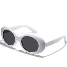 Retro Tinted Oval Sunglasses for Women UV Protection, 90s Clout Goggles Disco Cosplay Glasses Thick Frame Driving Eyewear