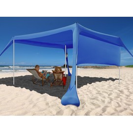 Beach Canopy Tent Shade with Sidewalls 10x10FT, 6.6FT Tall, UPF50+ Sun Shelter, Windproof & Water Resistant, Includes Guylines Sand Shovel Stability Poles, Easy Up for Beach Outdoor Camping Backyard
