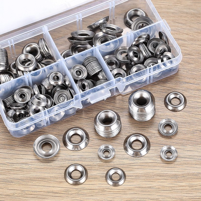 qxayxa 300 Pcs Finish Washers,Finishing Washers, Countersunk Washers, 6#8#10#12 Stainless