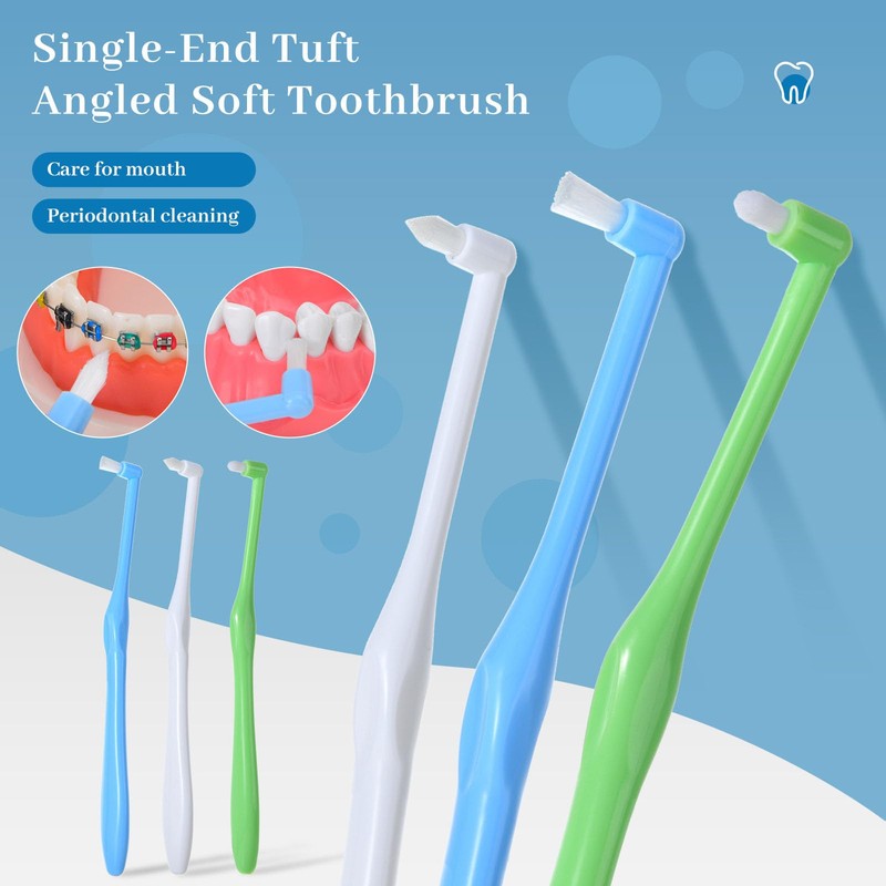 10PCS Soft Single Tufted Toothbrushes for Braces Detail Cleaning, Interspace