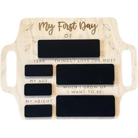 Leanockesa My First Day of School Logo, Wooden Reusable Back-to-School Signage School Supplies, Back to School Signage Brings Memories.