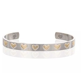 Megical Basket Pure Copper Magnetic Bracelet Arthritis Pain Therapy Energy Cuff Two Tone Heart