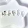 White Crystal Ribbon Nail - Short Oval / 화이트 크리스탈