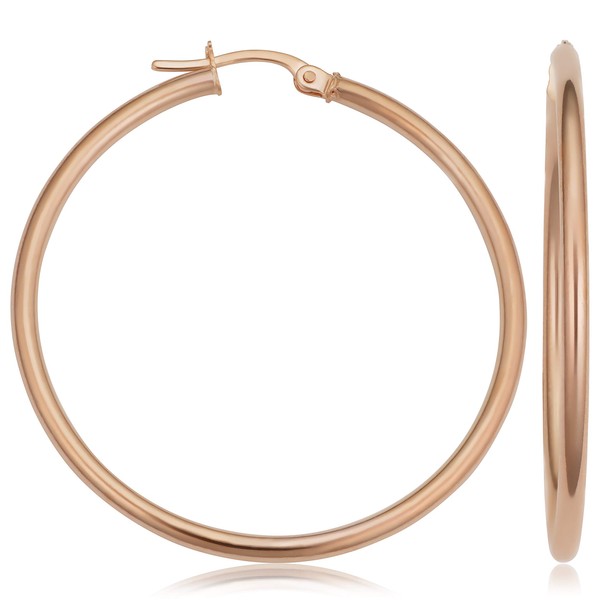 KoolJewelry 14k Rose Gold Hoop Earrings (20 mm, 25 mm,