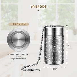 BOMANSI BOMS Tea Infuser (Set of 2) with Drip Dray - Ultra Fine Tea Strainer for Loose Leaf Tea - 316 Stainless Steel Tea Steeper (2Pack - Extra Small)