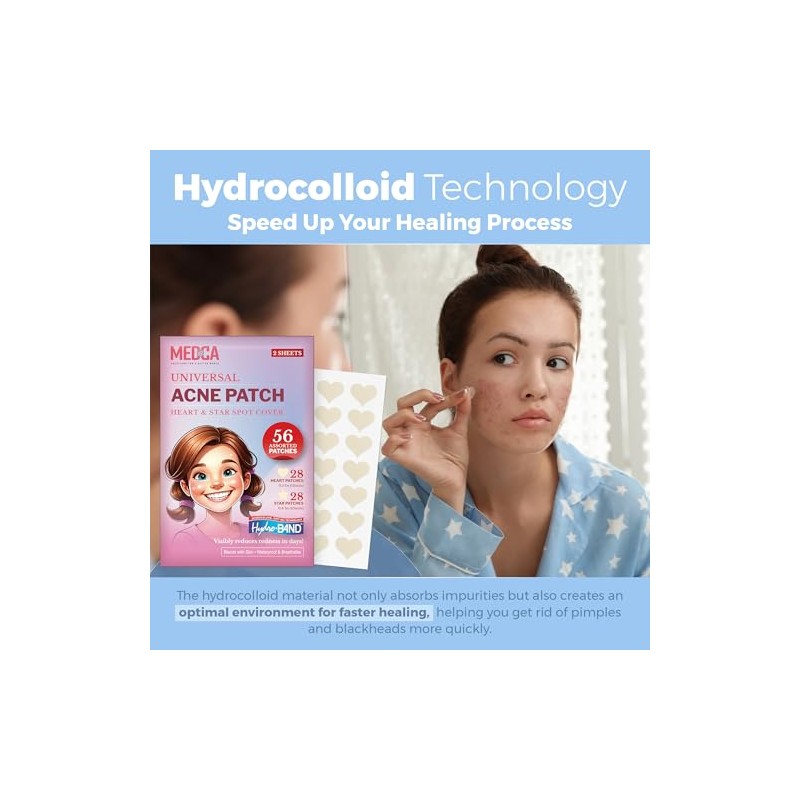 MEDca Universal Acne Pimple Patch Absorbing Cover Heart And Star