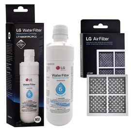 LG Genuine LT1000P LT1000PC ADQ74793501 MDJ64844601 Replacement Water Filter with LG Air Filter LT120F ADQ73214404