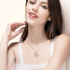 NEWNOVE Birthstone Heart Necklaces for Women 925 Sterling Silver, Jewelry Gifts for Mom Grandma Girlfriend and Wife on Christmas, Anniversary Birthday Gifts for Her