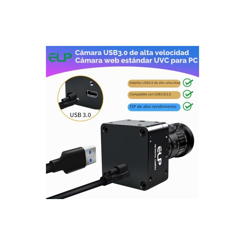 ELP Cámara de zoom USB de alta velocidad, 1080P/230 fps,