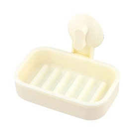 Dewocke Soap Holder No Drilling Suction Cup Soap Dish for Bathroom, Plastic Soap Box with Drain, Removable Soap Dish Holder for Bathtub, Kitchen, Shower (Beige)