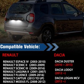 OZ-LAMPE LED Number Plate Light Compatible with Dacia Duster Lodgy Logan MCV, Canbus Resistor Compatible, Low Power Consumption, Easy Installation, Pack of 2