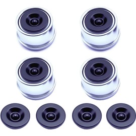 4PCS 2.72" Trailer Hub Cap,Trailer Axle Bearing Cap Cup Grease Cover with 8 Rubber Plugs,Bolt Metal Trailer Axle Wheel Bearing and Hub Caps for Most 7000 to 8000 Pound Axles Dexter Trailer Camper RV