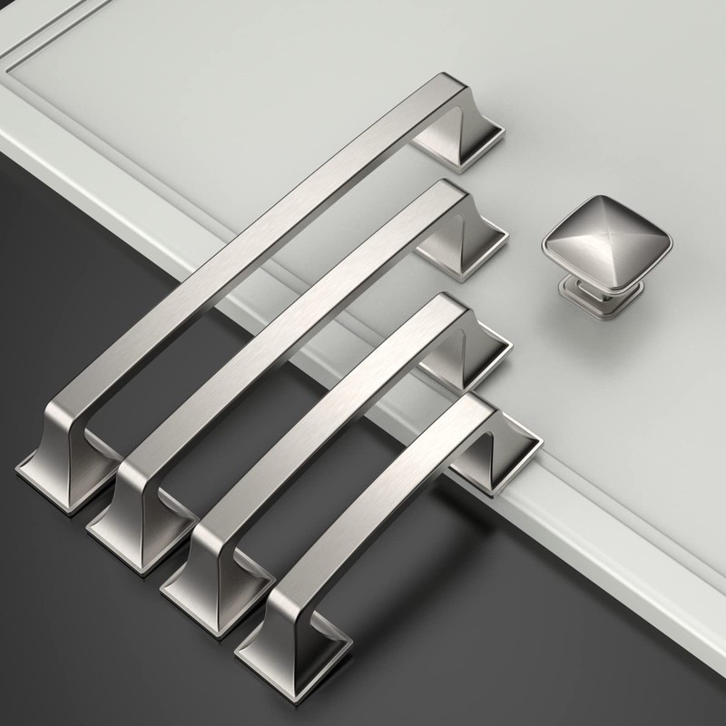 Amerdeco 10 Pack Brushed Satin Nickel Cabinet Pulls 6-1/4 Inch(160mm)