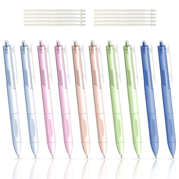 Gel Pens, 10 Pcs Retractable Writing Pens with 10 Refills,