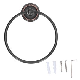 Bathroom Towel Ring Brass Wall Mounted Antique Towel Holder Toilet Towel Rack Black Twisted Pattern