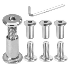 Biaungdo 15 Sets M6x20mm Hex Drive Socket Cap Bolt, Silver Furniture Joint Connector Bolts Cap Nuts M6 Binding Post Countersunk Screw Barrel Nuts Assortment Kit with Allen Wrench for Furniture, Belt