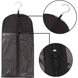 1 Pack Hair Extension Storage Bag Hair Extension Hanger Strong Holder Dust-proof Portable Suit with Transparent Zip Up Closure- Lightweight, Waterproof and Portable (Black, 29 * 60CM)