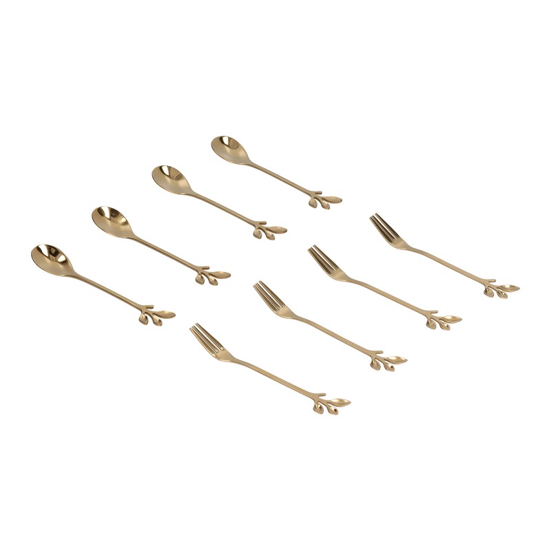 8Pcs Branch Design Coffee Spoon Stainless Steel Fruit Fork Dessert