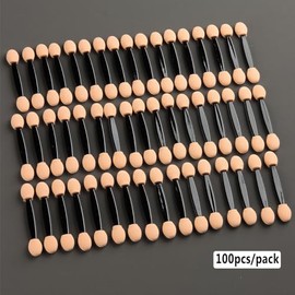 Fcozpjk Aplicadores de Sombra de Ojos Desechables, Cepillo Aplicador de Polvo de Uñas Cromado de 100 Piezas, Palos de Esponja de Sombra de Ojos de Dob