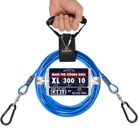ROYAL PAW Dog Tie Out Cable - Tie Out Cable for Dogs (up to 300 lbs) - Use Dog Tie-Outs & Stakes for Outside - Best Heavy Duty Dog Leash for Large Dogs (10ft - Blue Cobalt)
