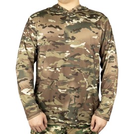 Tencen Camouflage Hoodie, Combat Clothes, Airsoft Pattern, Long Sleeve, Hooded, Lightweight, Moisture Wicking, Quick Drying, UV Protection, UPF 50+, For Hunting, Fishing, Hiking, Camping, Outdoor