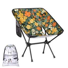 Portable Camping Chair, Folding Chairs for Outside, Flowers Green Lightweight Backpacking Chair, Outdoor Collapsible Beach Chairs for Adults Fishing Lawn, Picnic, Travel, Hiking