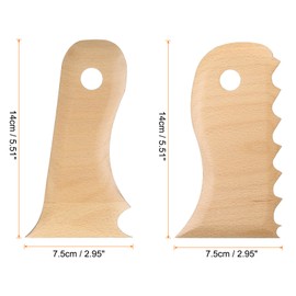 HARFINGTON 2pcs Pottery Ribs Trimming Tools Pottery Profile Rib Wooden Foot Shaper Curved Shaper Wave Design Texture Rib Beech Wood for Carving Ceramics Clay
