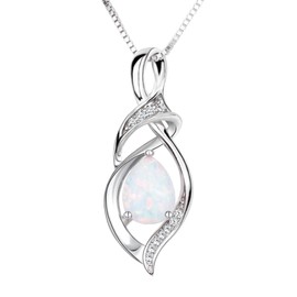 Kuschelkatze Birthstone Necklace for Women, Gemstone Necklace for Girlfriend, Mom Birthday Gifts for Women, Gifts for Wife Anniversary, Christmas Gifts (Created Opal)