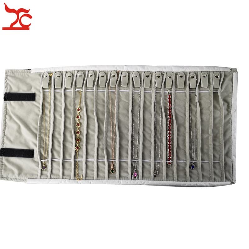 Portable Jewelry Roll Untangled Secure Necklace Travel Storage Bag Displays