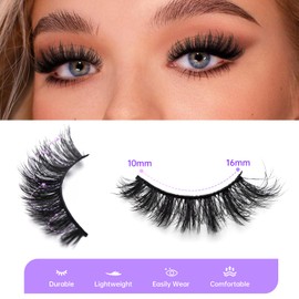 Dirbeauty Fluffy False Eyelashes Mink Lashes 8D Volume False Eyelashes Thick Soft Curly Fake Lashes 7 Pairs Black