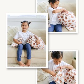 Gather & Knot Drawstring Gift Bags | 20" Large 12" Small | Premium Canvas | Reusable Fabric Wrap for Mothers Day, Bridesmaids, Birthdays, Baby Shower, All Occasion | Retro Floral