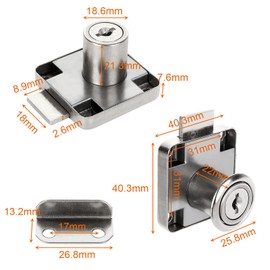 YOUNTHYE 6PCS Cabinet Lock 22mm, Metal Cupboard Locks with Key Alike Cam Lock Cylinder Furniture Locks for Mailbox Drawer Cupboard Cabinet Household Office