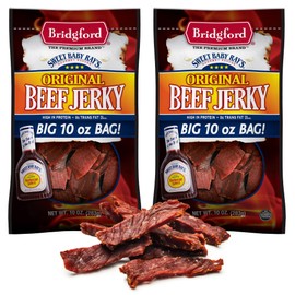 Bridgford Sweet Baby Ray’s Beef Jerky Original 10 oz Pack of 2 - High Protein Healthy Beef Jerky for Your Dietary Preferences - Ready-to-Eat Snacks for On-the-Go Snacking and Busy Lifestyles