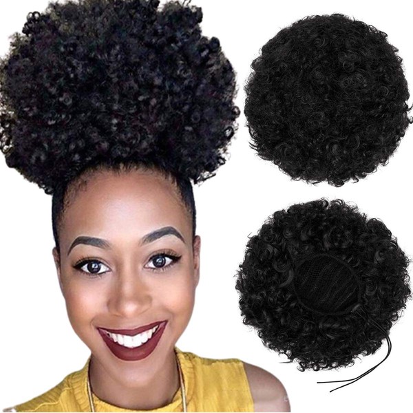 Synthetic Afro Puff with Drawstring for Ponytail Short Curly Bun Chignon Wig Updo Hair Extensions Clip in Hair Extensions Large Size