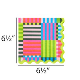 C.R. Gibson TW7-25648 Bold Stripe Die Cut Disposable Paper Lunch Napkins, 6" x 6", Multicolor, 20 Pieces