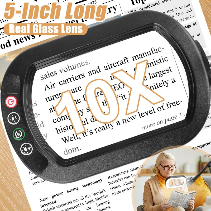 IVMAIE 10X Magnifying Glass with Light and Stand, 3-in-1 Magnifying